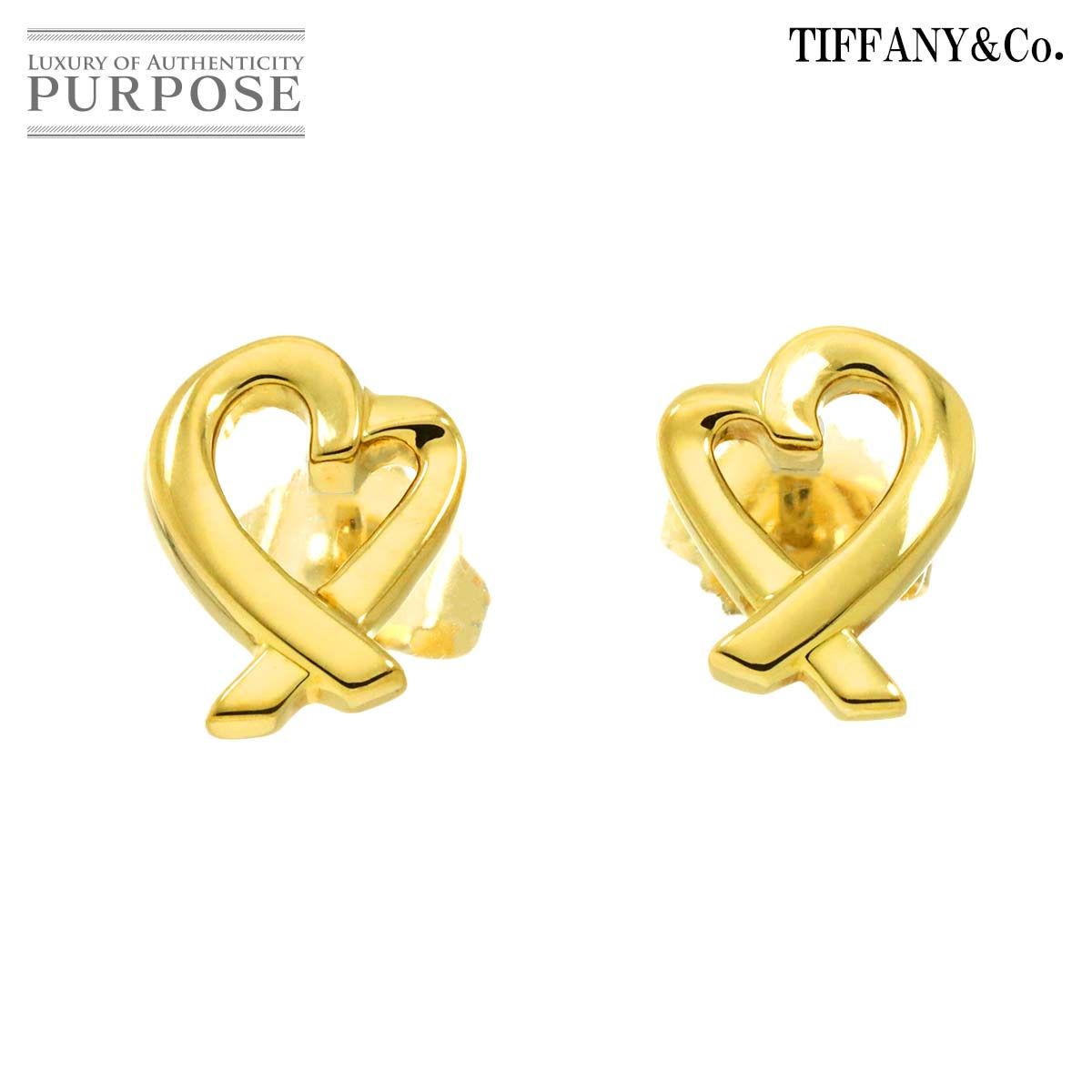 ティファニー TIFFANY Co ラビングハート ピアス K 18 YG イエローゴールド 750 Earrings Pierced