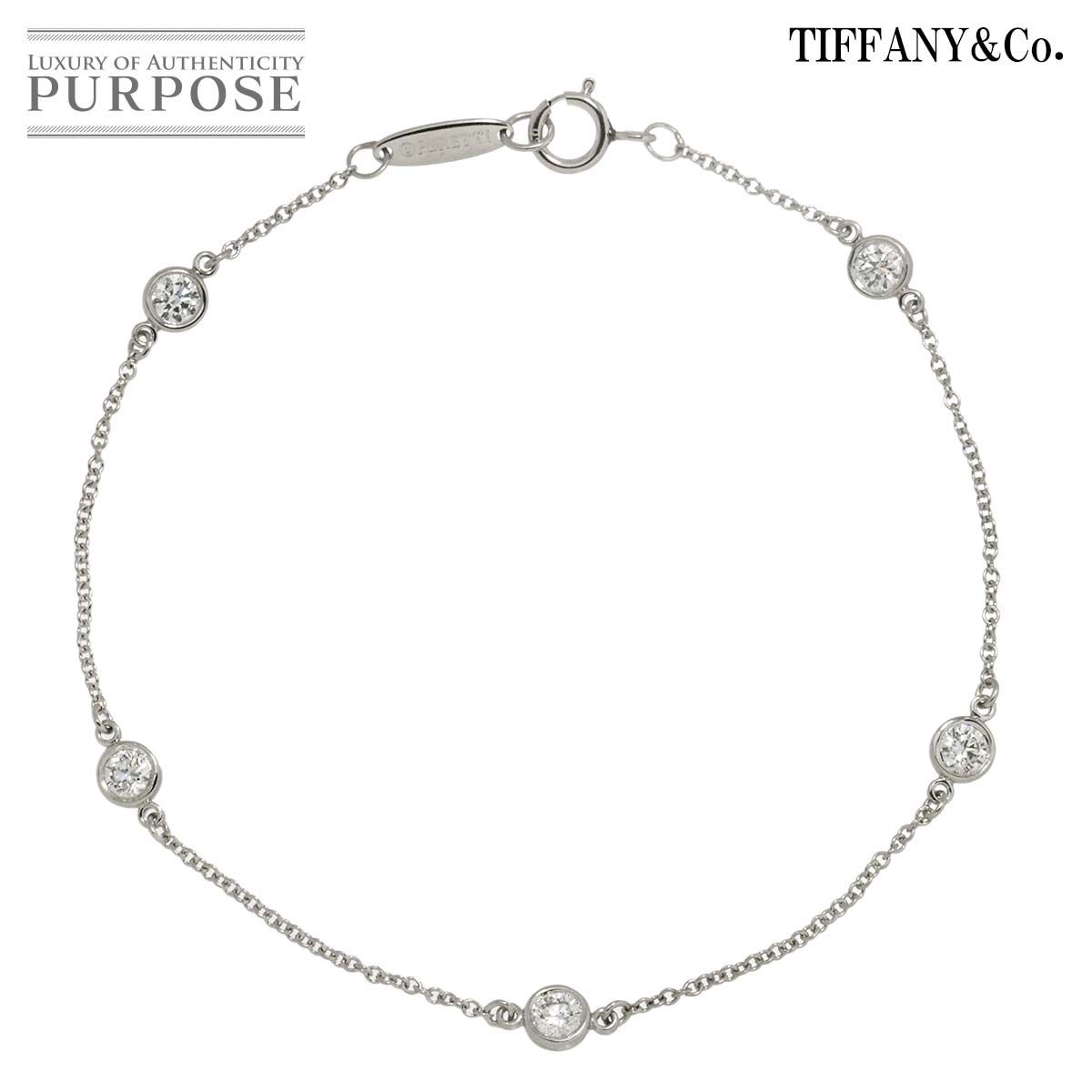 ティファニー TIFFANY Co バイザヤード ダイヤ 5 P ブレスレット 16 cm Pt プラチナ By The Yard Bracelet