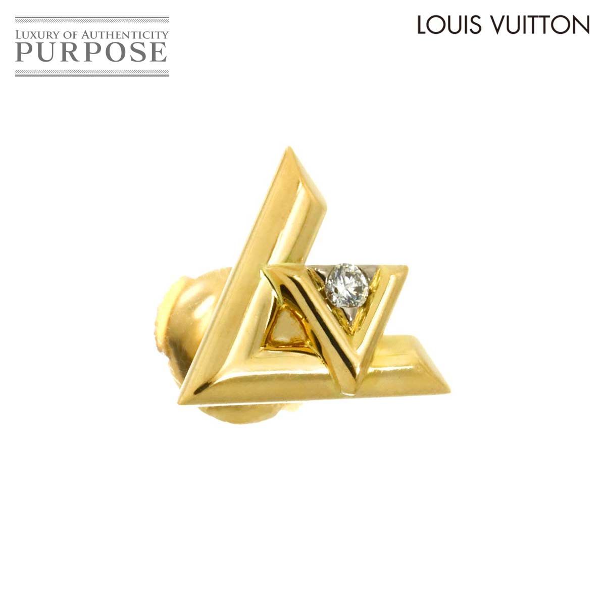 ルイ ヴィトン LOUIS VUITTON ヴォルト ワン ダイヤ ピアス K 18 YG 750 片方のみ 片耳 Earrings Pierced 証明書付き