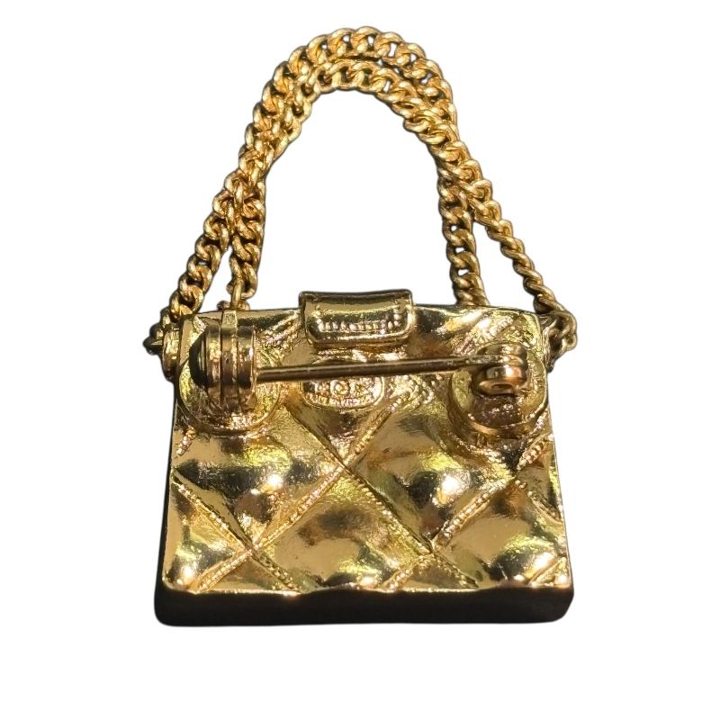 シャネル CHANEL ココマークマトラッセバッグブローチ ゴールド メタル