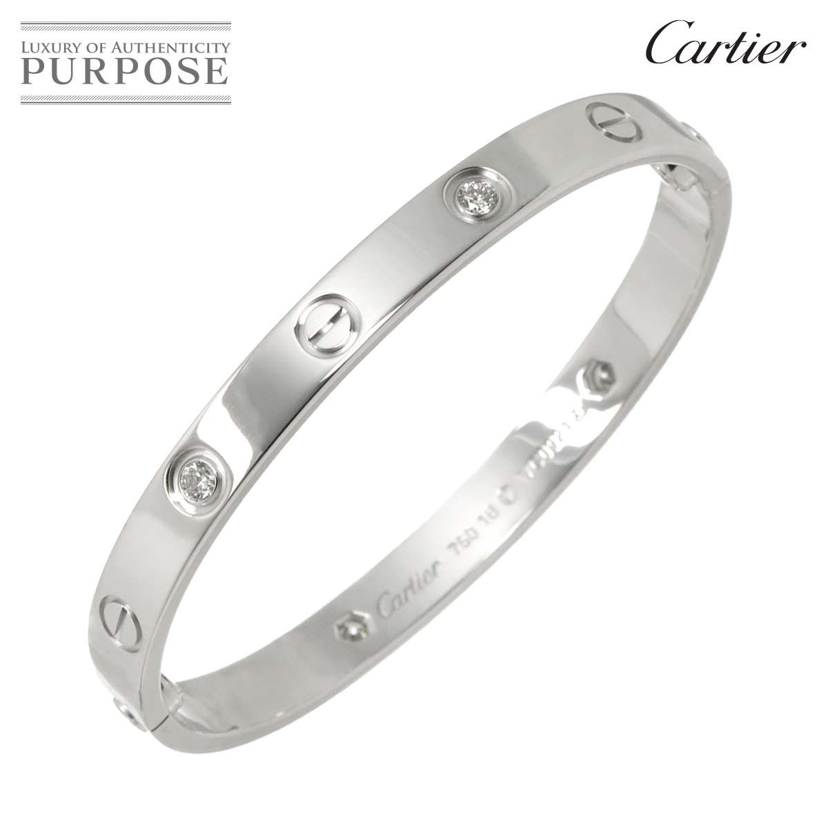 カルティエ Cartier ラブ ブレス ハーフ ダイヤ 4P #16 K18 WG 750