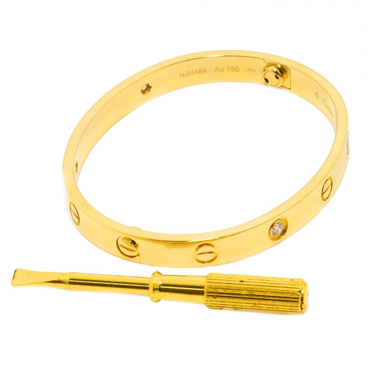 カルティエ Cartier ラブ ブレス ハーフ ダイヤ 4P #16 K18 YG 750