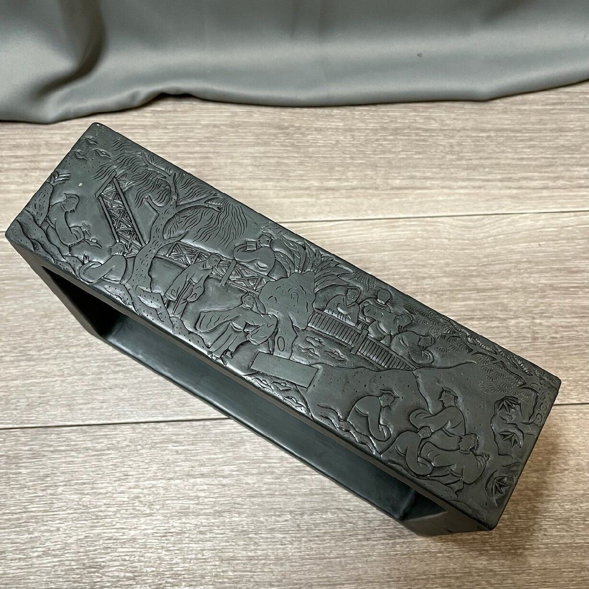 9426 蘭亭硯 何其仁造 大きな硯 書道用具 M 3