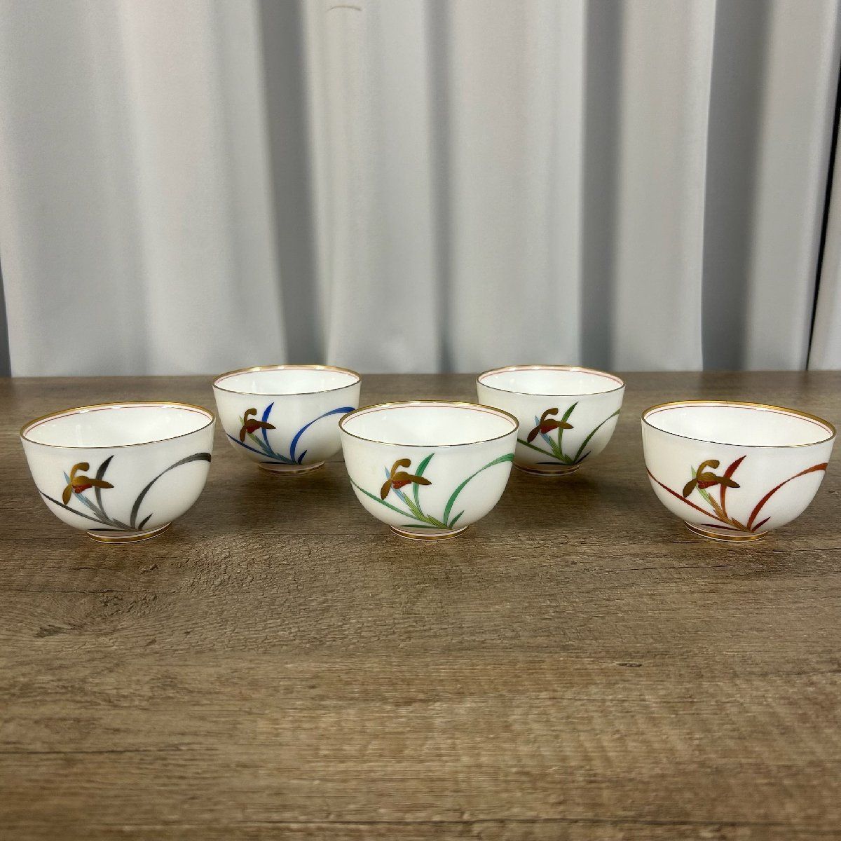3001 香蘭社 金彩蘭文 御湯呑揃 煎茶碗 5客 セット KORANSHA 湯のみ/M2