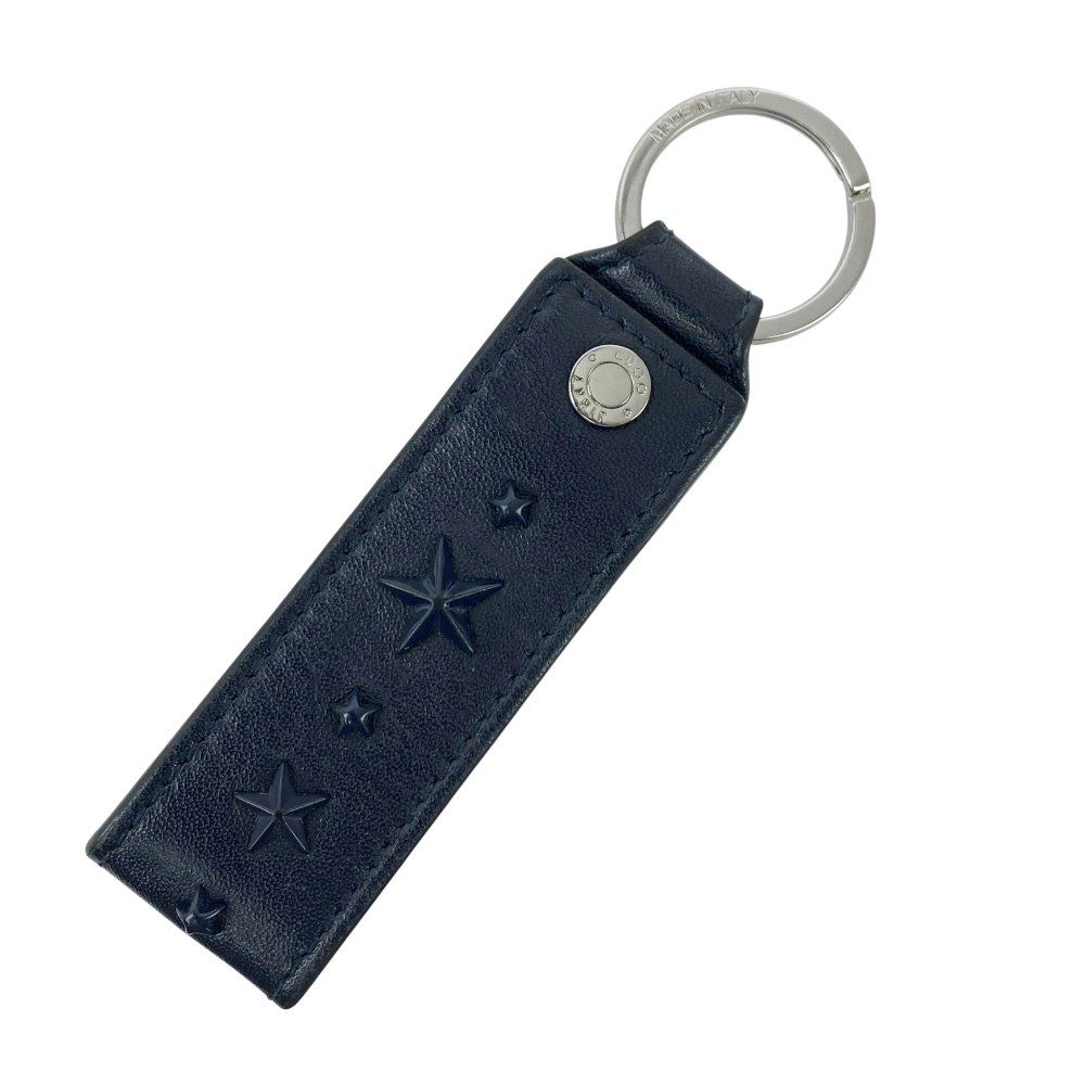ジミーチュウ スター スタッズ キーリング キーホルダー バッグ チャーム レザー ネイビー 箱 518904 8