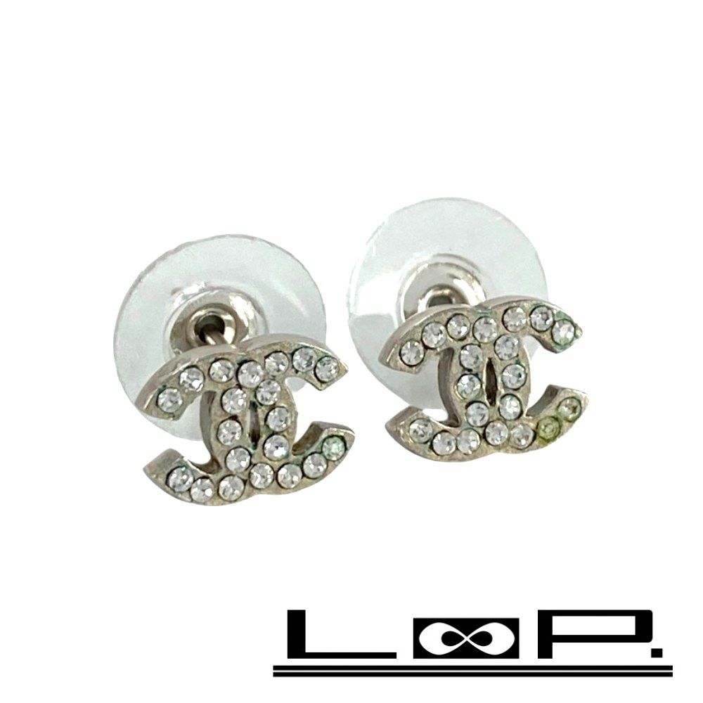 シャネル ココマーク ラインストーン ピアス アクセサリー シルバー SS 箱 496998 12