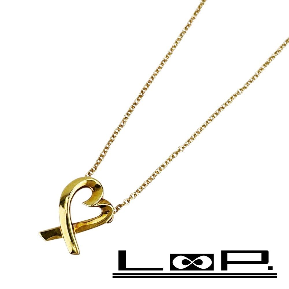 ティファニー 新同 ラヴィングハート ネックレス アクセサリー イエローゴールド YG 750 箱 472602 7