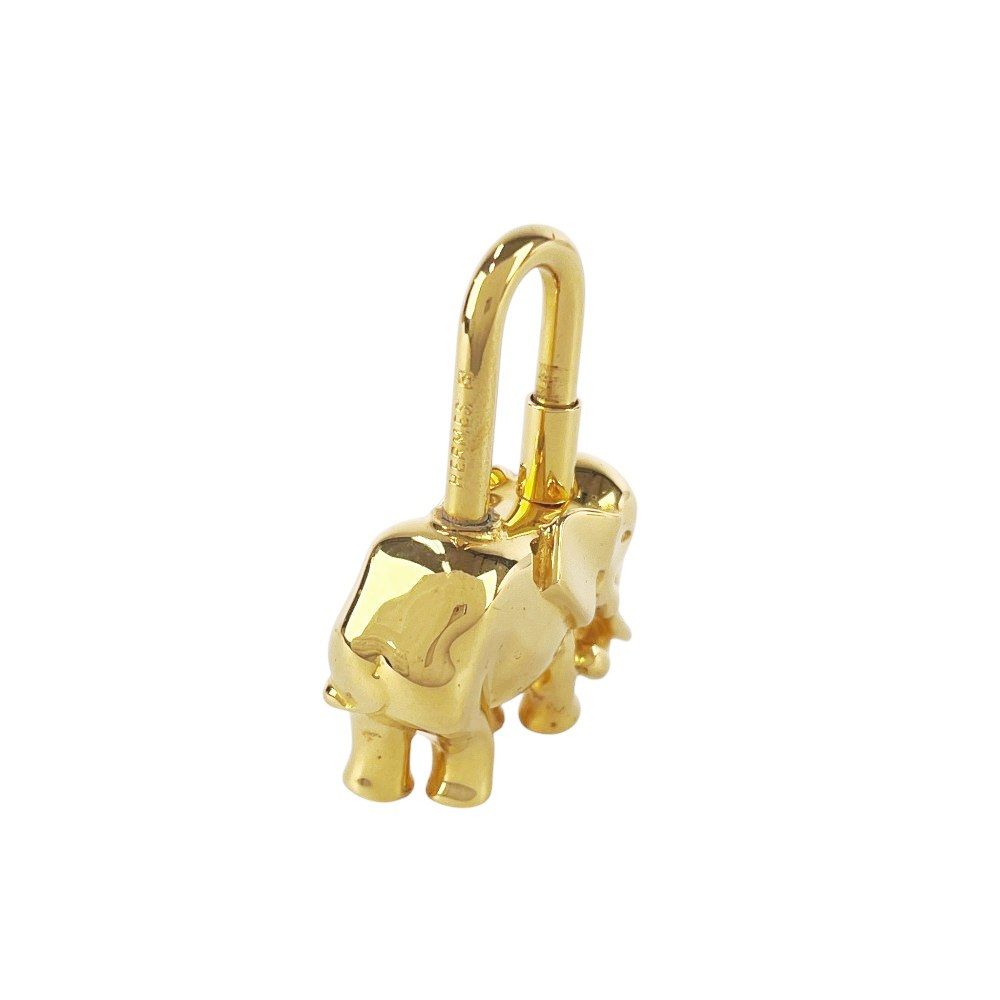  エルメス 新同 カデナ エレファント バッグ チャーム アニマル 動物 ゾウ ゴールド GP 箱 510731 3 キーホルダー キーリング 小物