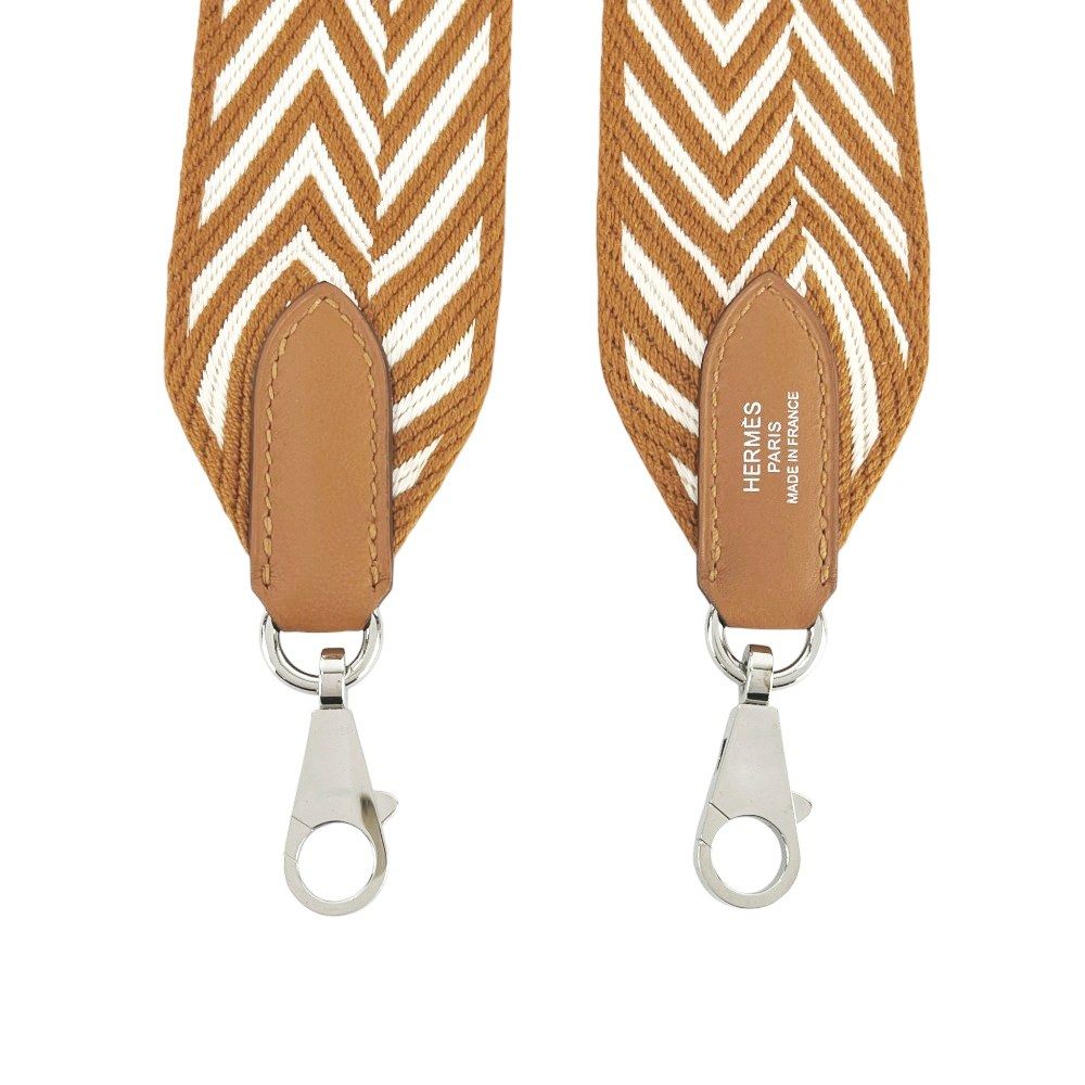  エルメス 新同 バンドリエール サングル ジグザグ ショルダー バッグ ストラップ キャンバス ヴォースイフト ブラウン D刻 519734 3 アンティーク雑貨 美術品 アンティーク コレクション