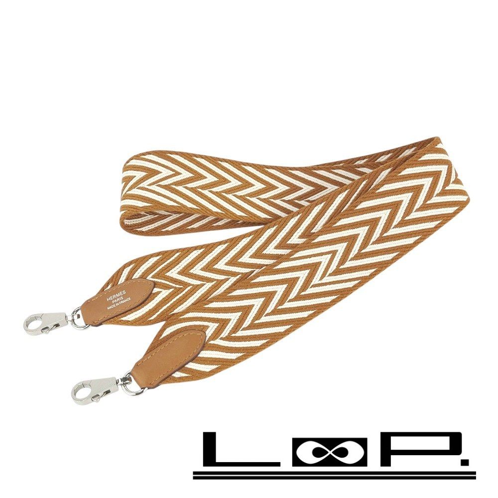 エルメス 新同 バンドリエール サングル ジグザグ ショルダー バッグ ストラップ キャンバス ヴォースイフト ブラウン D刻 519734 3