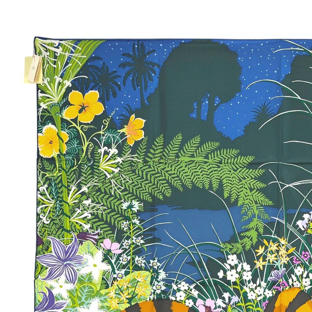 エルメス ♥ カレ90 スカーフ TYGER タイガータイガー 虎 トラ シルク ブルー 箱 519697 7