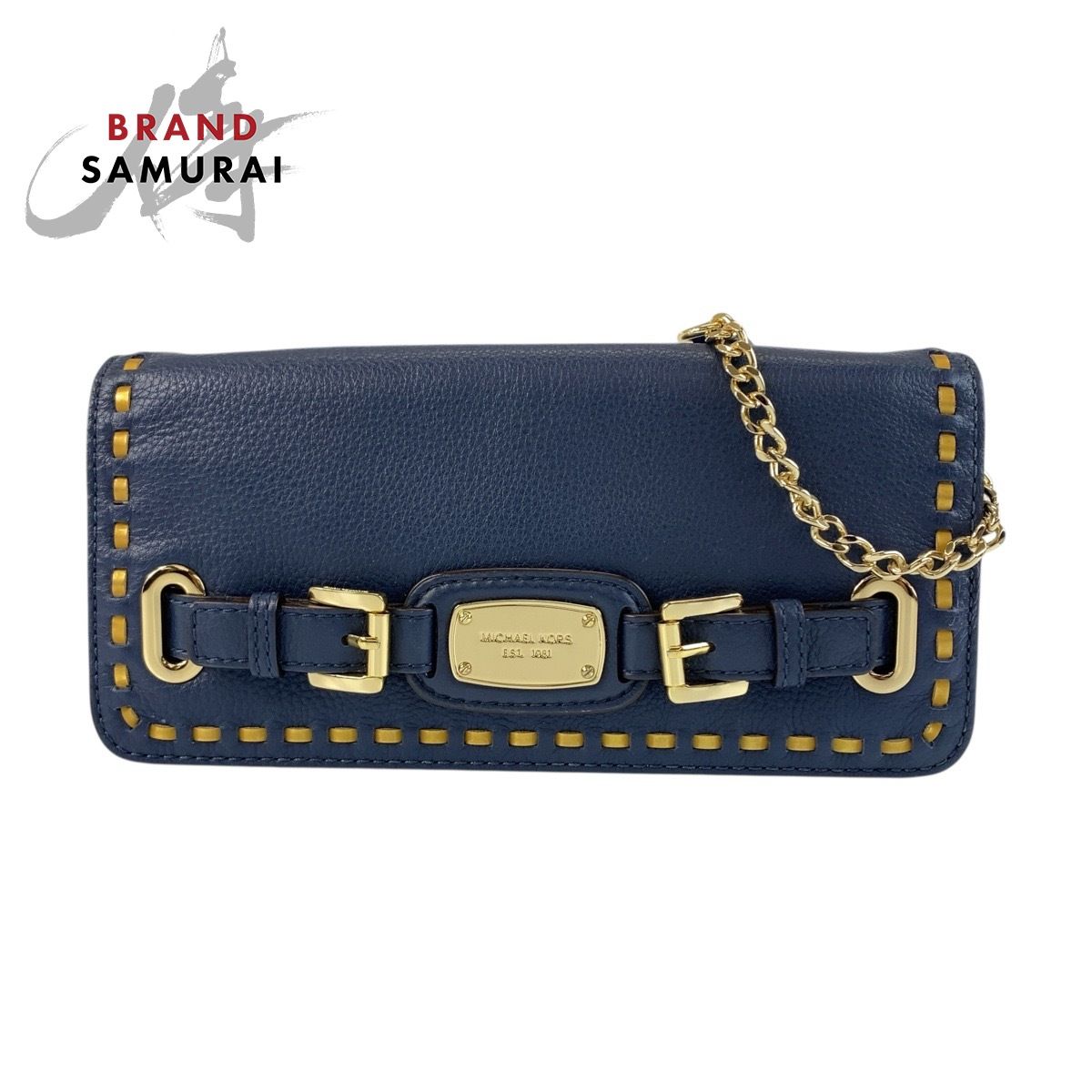 Michael Kors マイケルコース ネイビー ゴールド金具 レザー 1974222 