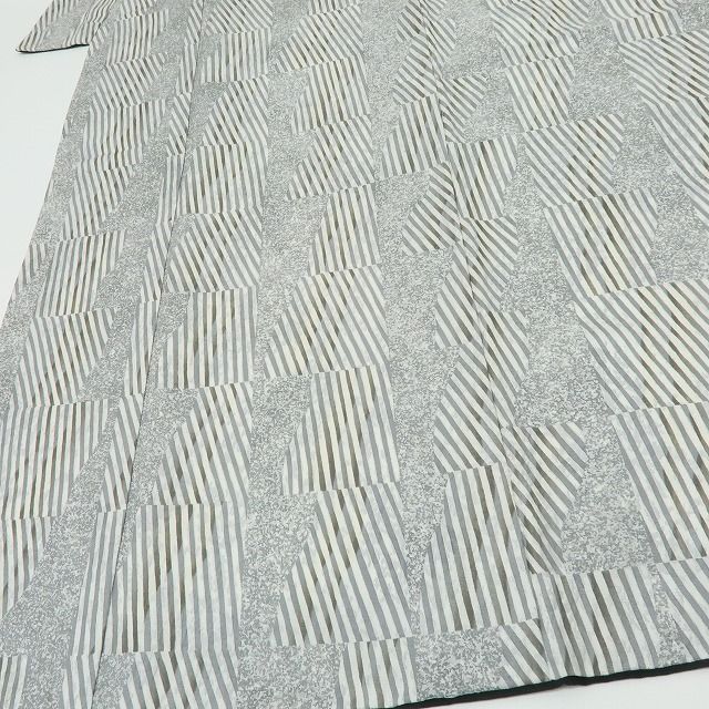 六花-RIKKA- 正絹 縦縞×幻想の幾何学柄 小紋 着物 A 4318