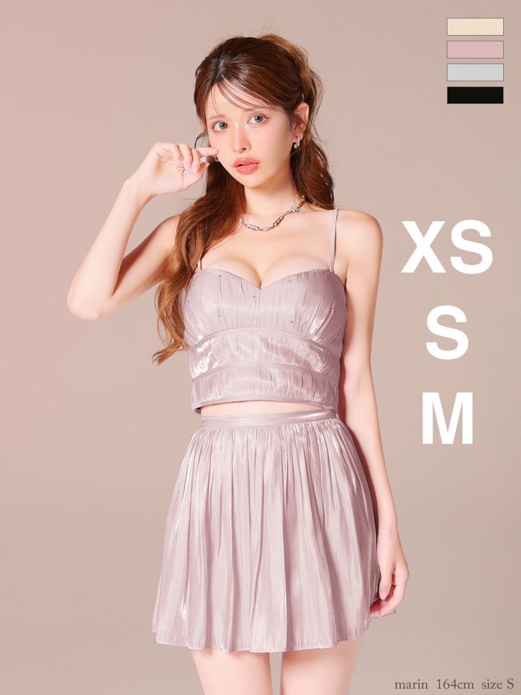 ピンク FM 4149 IV 2510 3377 XSサイズあり ROBE de FLEURS ローブドフルール ブリエ オーガンジー ベア ツーピース フ ミニドレス キャバドレス