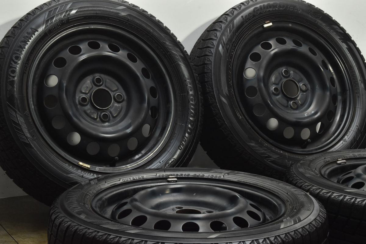 交換用に スチールホイール 15 in 5 J 37 PCD 100 ヨコハマ アイスガード iG 60 185 R フィールダー アクア ヴィッツ