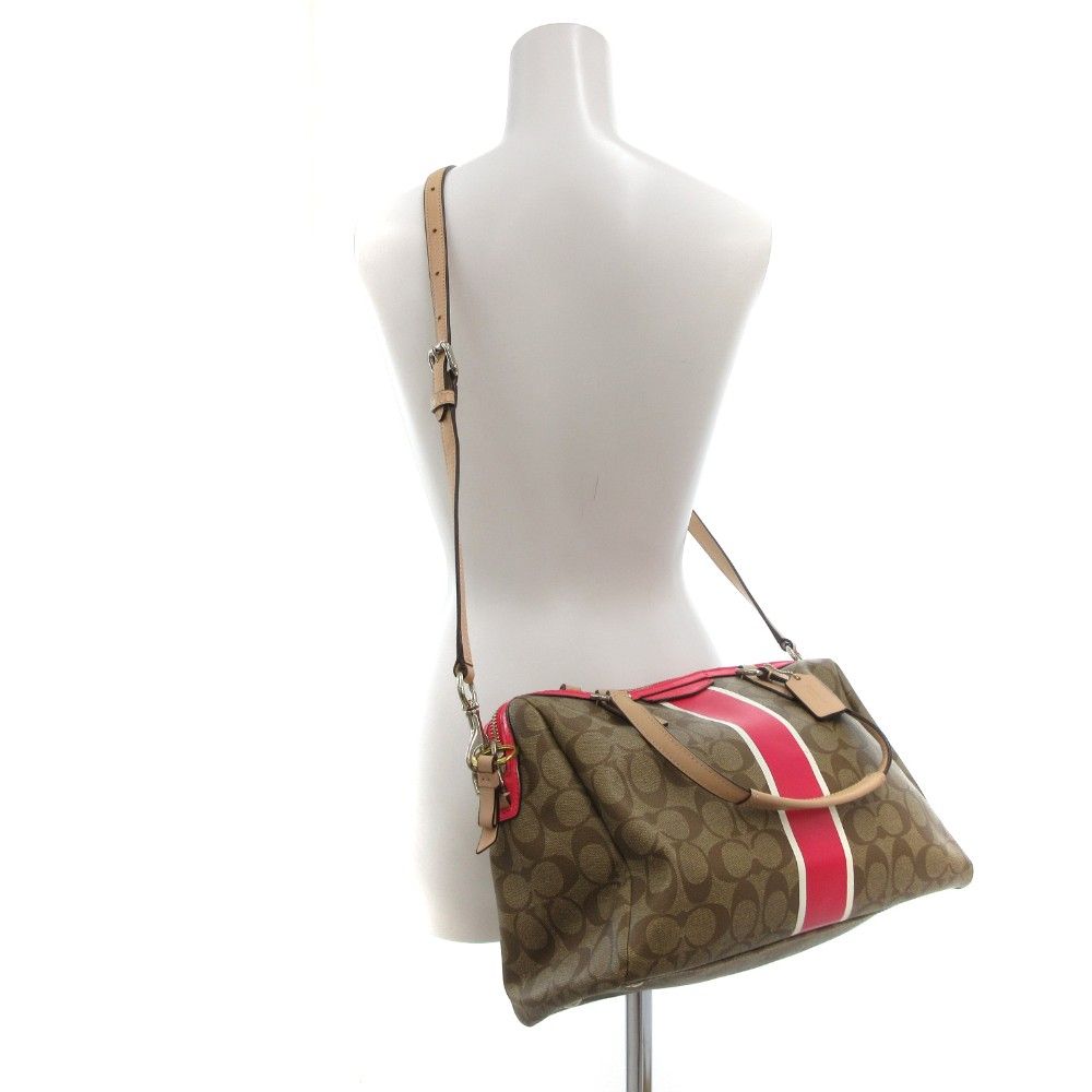 コーチ COACH シグネチャー ストライプ サッチェル ボストンバッグ