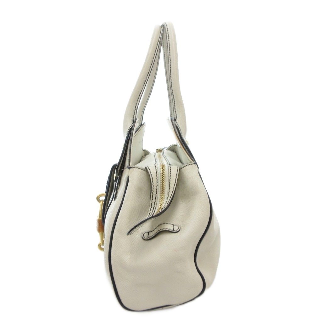 Salvatore Ferragamo ホワイトレザーハンドバッグ サルヴァトーレフェラガモ ガンチーニ ハンドバッグ ショルダーバッグ