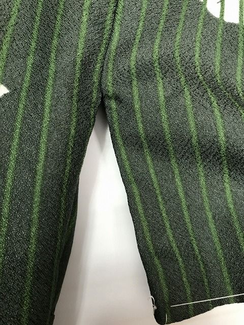  年末年始クーポン Fサイズ 二部式着物 化繊 小紋 グリーン地に葵模様 その他 着物