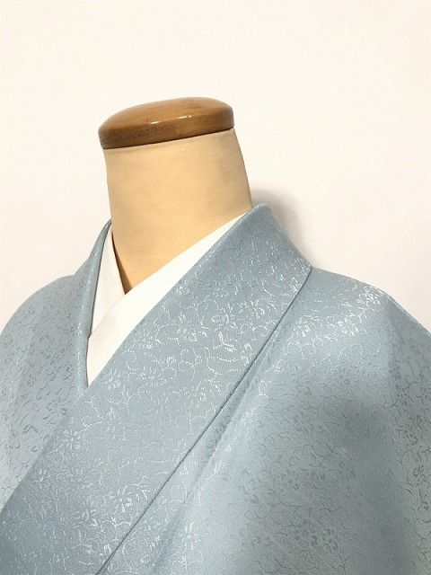 年末年始クーポン BLサイズ 化繊 色無地 唐花の地紋 水色