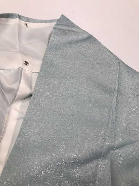  年末年始クーポン BLサイズ 化繊 色無地 唐花の地紋 水色 その他 着物