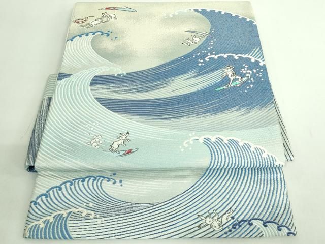 平和屋着物● 上 つけ帯 鳥獣戯画 サーフィン kh 6