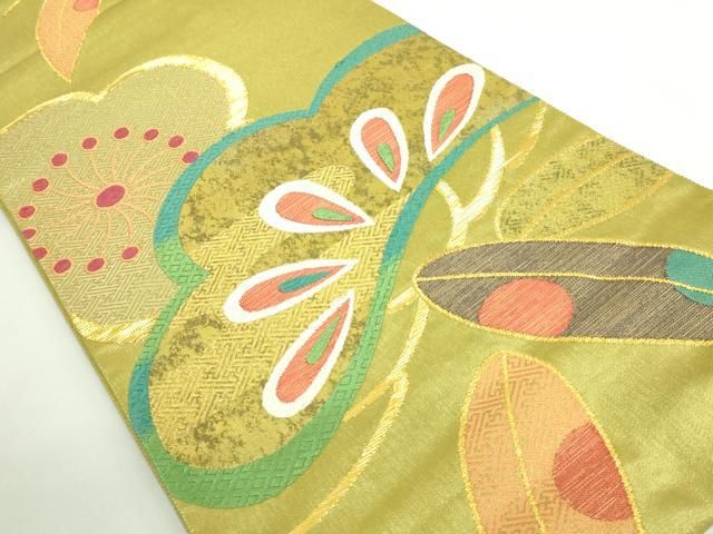 平和屋着物● 上 洛風林 工芸帯地 六通柄袋帯 唐織 松竹梅 金糸 kh 6