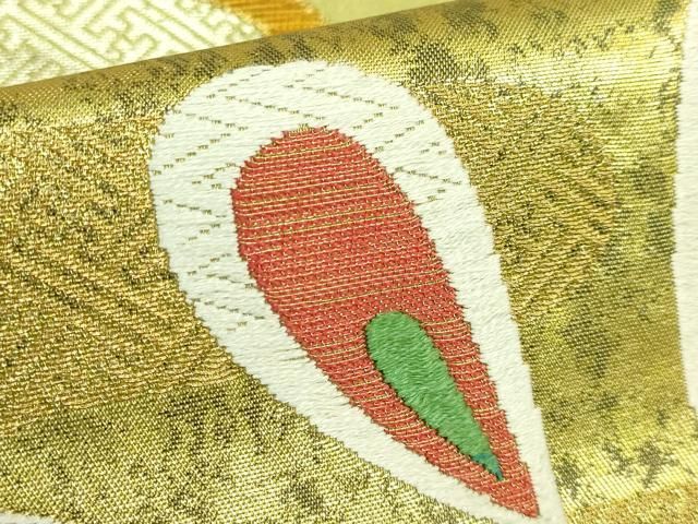 平和屋着物○極上 洛風林 工芸帯地 六通柄袋帯 唐織 松竹梅 金糸 逸品
