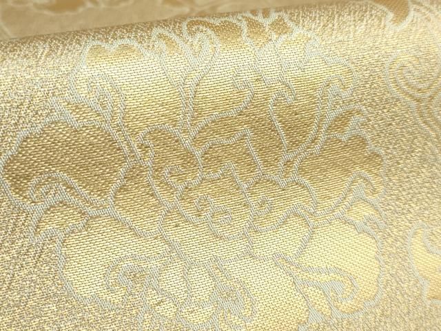 平和屋着物○極上 龍村晋謹製 全通柄袋帯 名物金地二重蔓大牡丹金襴