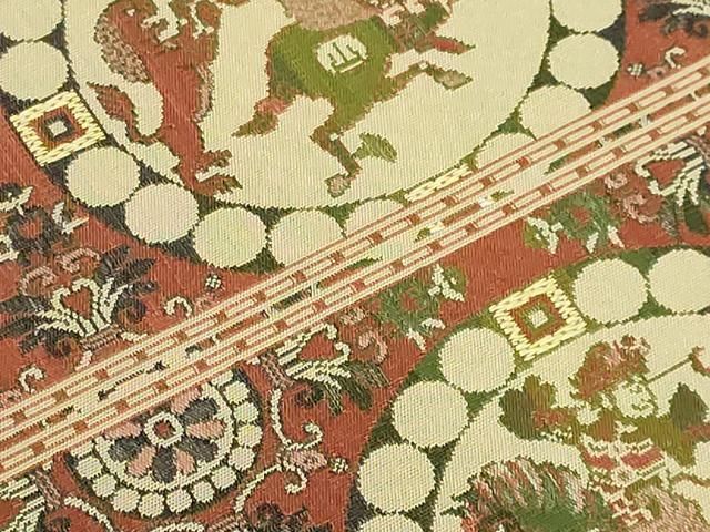  平和屋着物● 上 龍村美術織物 たつむら 全通柄袋帯 獅子狩文錦 kh 6 袋帯 帯