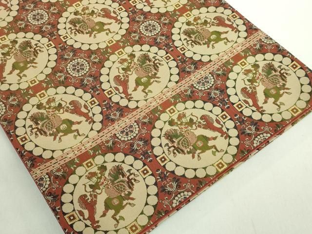 平和屋着物○極上 龍村美術織物 たつむら 全通柄袋帯 獅子狩文錦 逸品