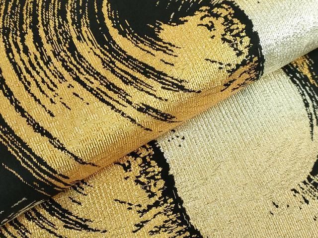 平和屋着物●極上　織楽浅野　六通柄袋帯　輪繋ぎ　黒地　金銀糸　逸品　DZAB2040kh6 平和屋着物○極上 織楽浅野 六通柄袋帯 輪繋ぎ 黒地 金銀糸 逸品
