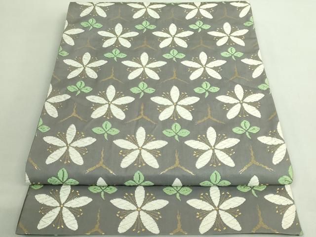 平和屋着物● 上 西陣 河合美術織物謹製 六通柄袋帯 唐織 亀甲花文 金糸 kh 6