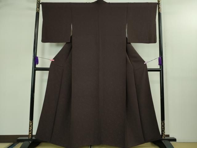 平和屋着物● 上 色無地 鳳凰唐草地紋 鳥羽色 kh 6