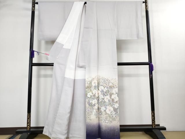 平和屋着物● 上 色留袖 御縫取 寿光織 胡蝶蘭 優美な香り 暈し染め 金銀糸 ほていや扱い 反端付き kh 6