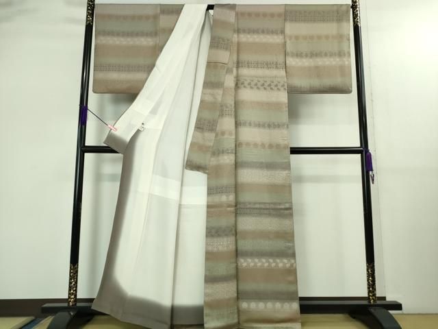 平和屋着物● 上 お召 名物裂 横段文 kh 6