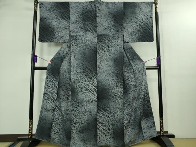 平和屋着物● 上 小紋 背抜き仕立て 樹林文 暈し染め ♥ kh 6