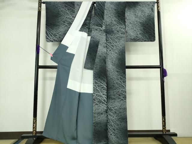 平和屋着物● 上 小紋 背抜き仕立て 樹林文 暈し染め ♥ kh 6