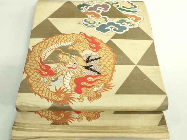 平和屋着物● 上 アンティーク 大正ロマン 丸帯 雲龍 金銀糸 kh 6