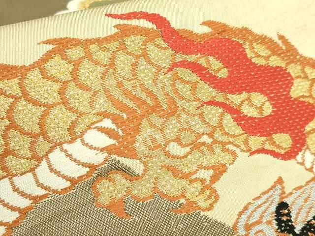  平和屋着物● 上 アンティーク 大正ロマン 丸帯 雲龍 金銀糸 kh 6 袋帯 帯