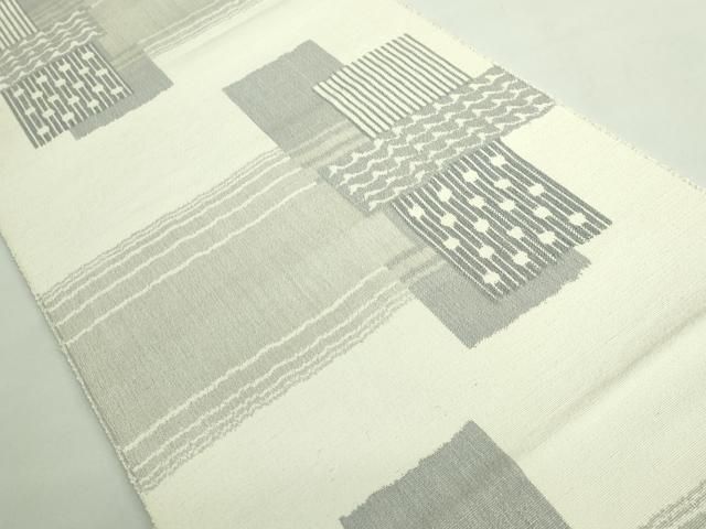 平和屋着物○極上 結城紬 奥順謹製 八寸名古屋帯 型紙捺染絣 型手彫