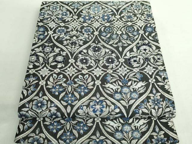 平和屋着物● 上 六通柄袋帯 中西桂秀 天然灰汁醗酵建本藍染 銀糸 kh 6