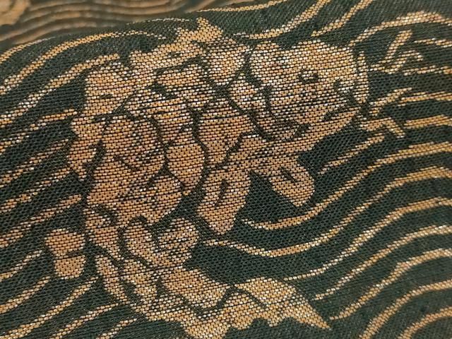 平和屋着物○極上 勝山織物 六通柄袋帯 荒磯 黒地 逸品 DZAB2696kh6