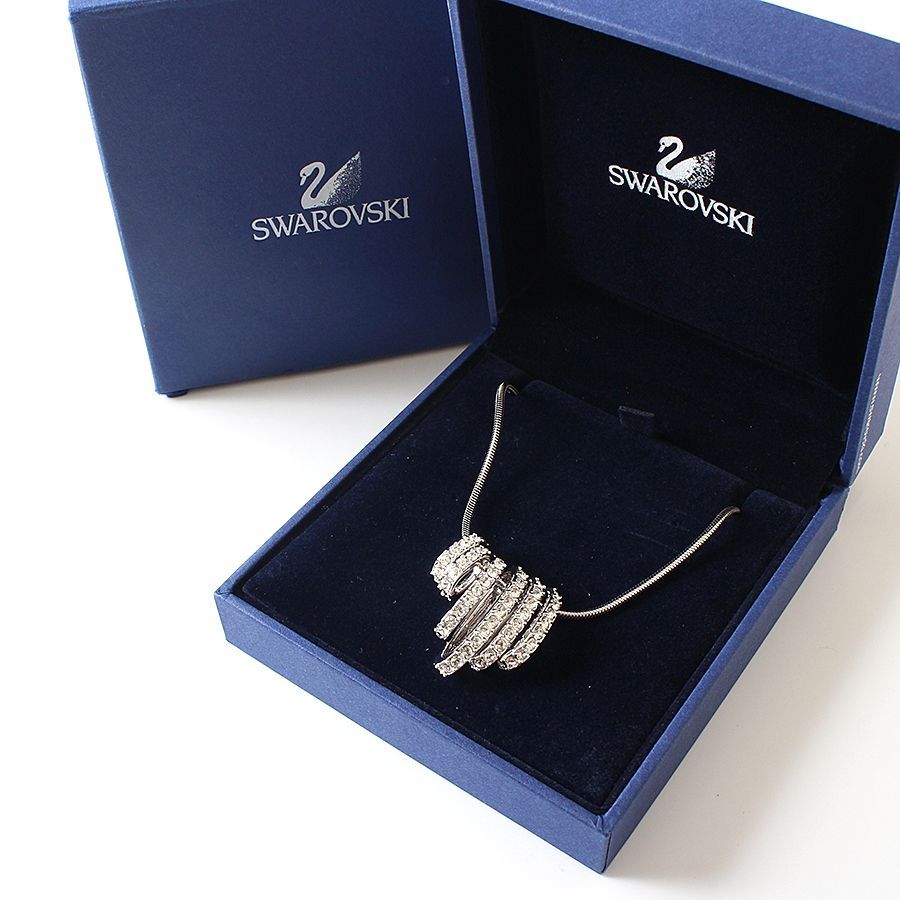 ♥ スワロフスキー Dance ネックレス 7連 クリスタル シルバー ラインストーン ペンダント アクセサリー