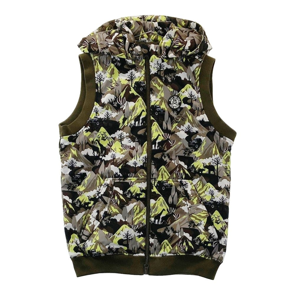 サイズ 1 JACK BUNNY ジャックバニー 2 way 中綿ジップベスト ジープ 総柄 ブラウン系 ゴルフウェア レディース ストスト