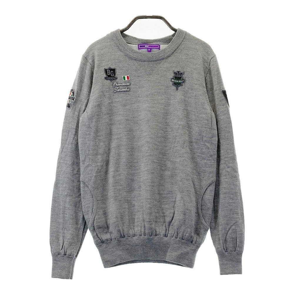 サイズ M BEAMS GOLF ビームスゴルフ 裏地付 ウール混 ニットセーター グレー系 ゴルフウェア レディース ストスト