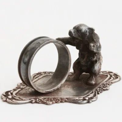 ドイツ製 アンティーク 熊の飾り付きナプキンリング