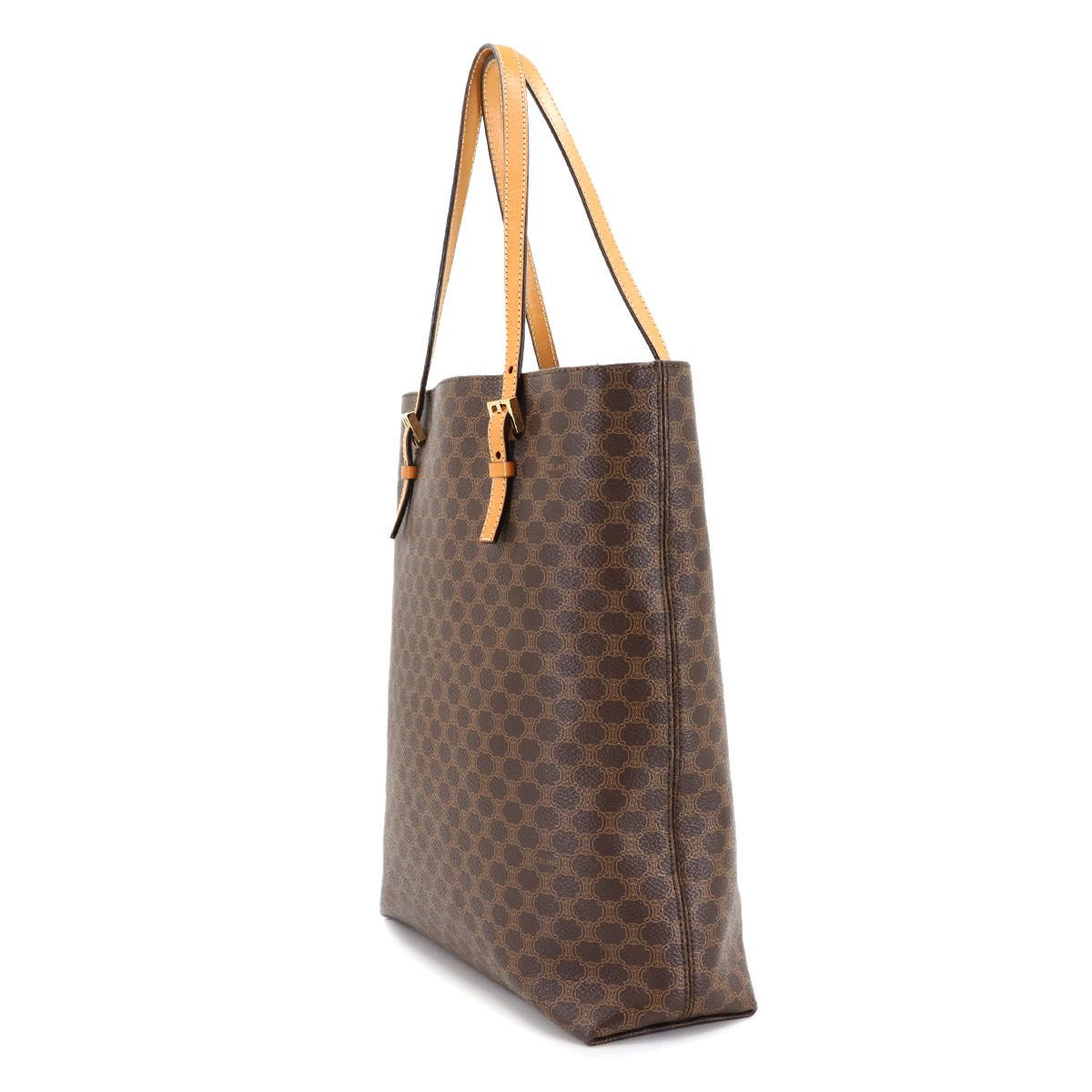 セリーヌ CELINE マカダム ハンド バッグ PVC レザー ブラウン