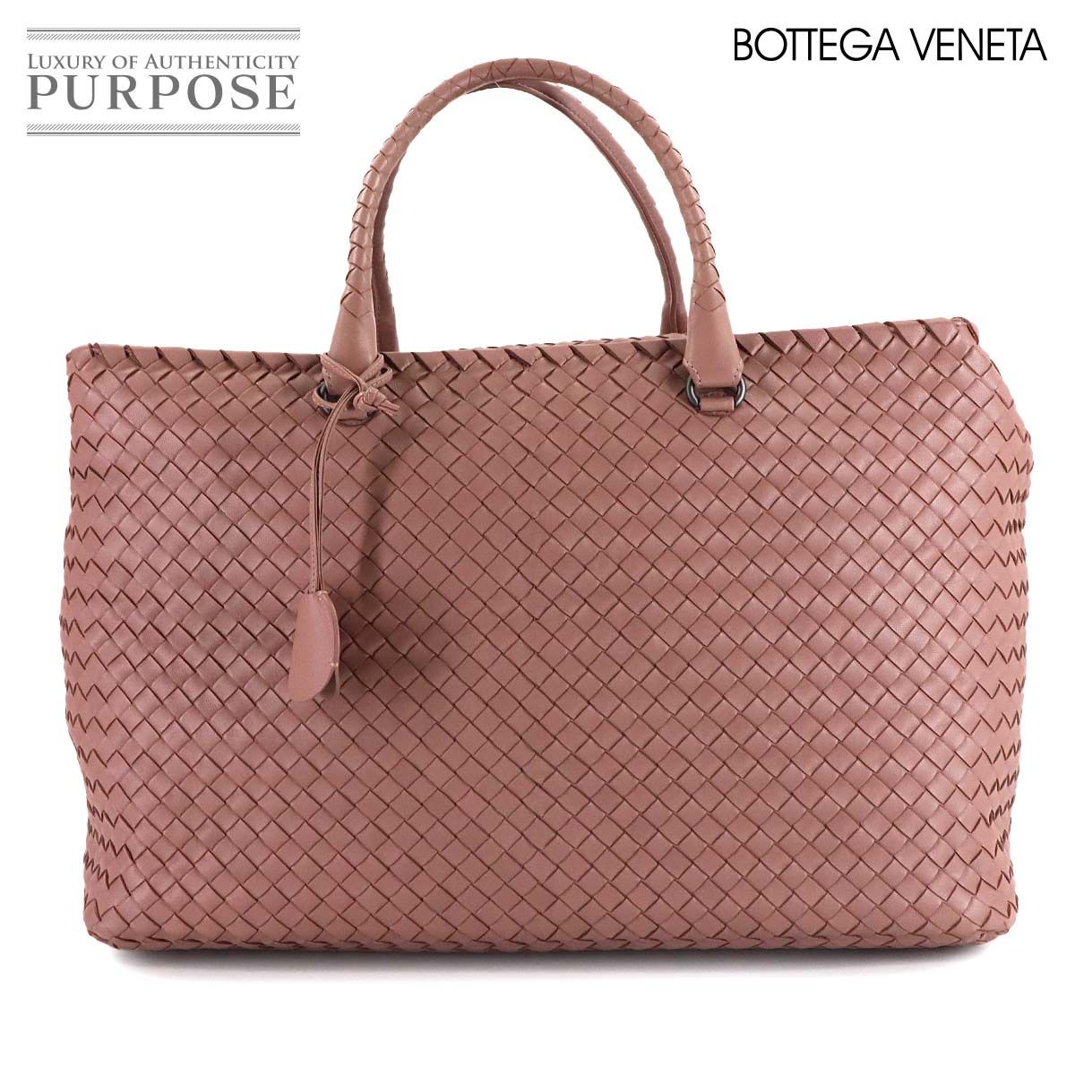 ボッテガ ヴェネタ BOTTEGA VENETA イントレチャート ボストン バッグ レザー ピンク Boston Bag