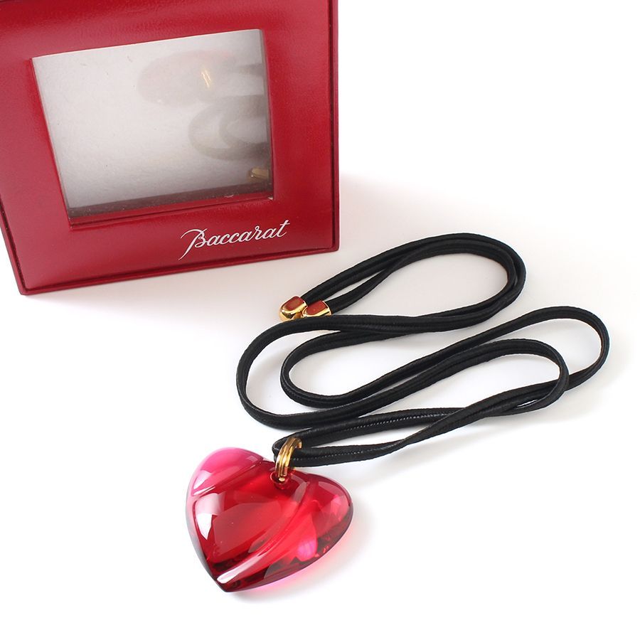 MNL25049 美品 Baccarat バカラ クリスタルハート ネックレス