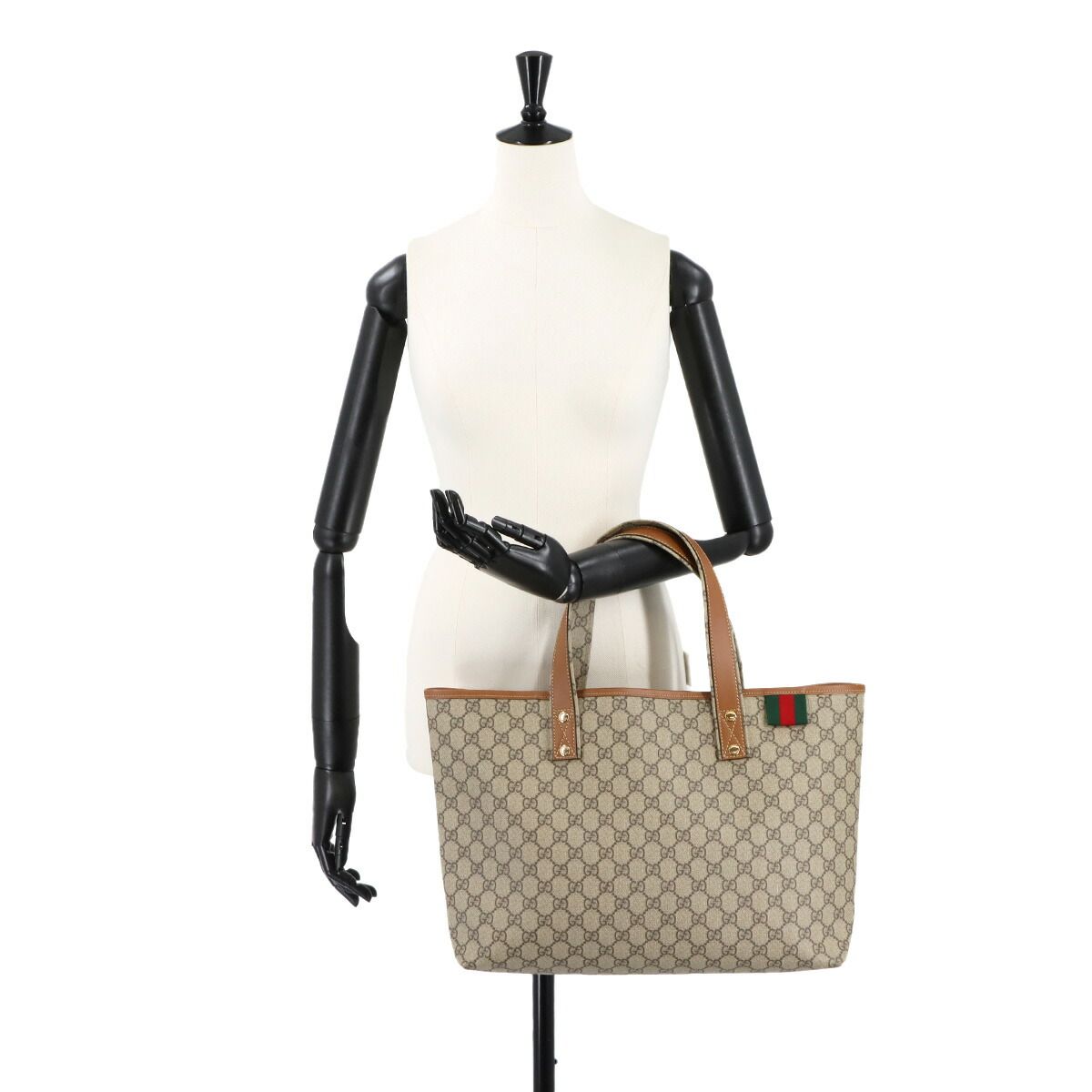 グッチ GUCCI GGスプリーム トート バッグ PVC レザー ベージュ